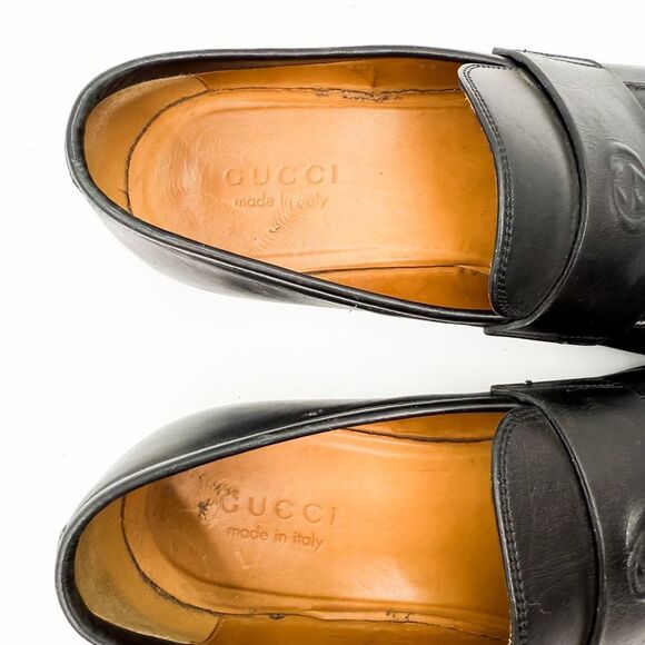 Gucci GG Monogram Black Leather Men’s Dress Loafers - Picture 8 of 10